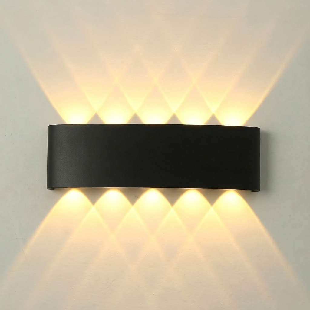 Diamond beam wall light black aluminium 10W warm LED up down