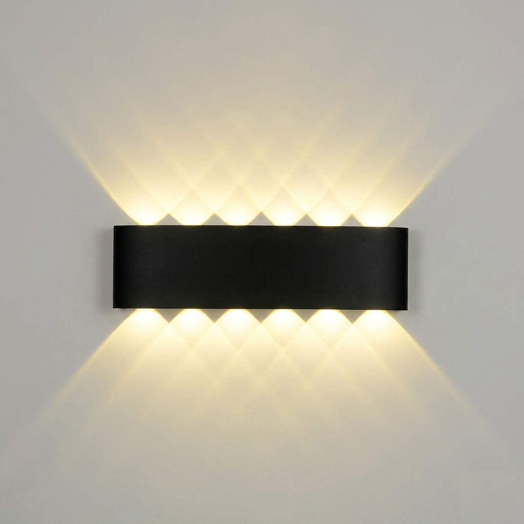 Diamond beam wall light black aluminium 12W warm LED up down