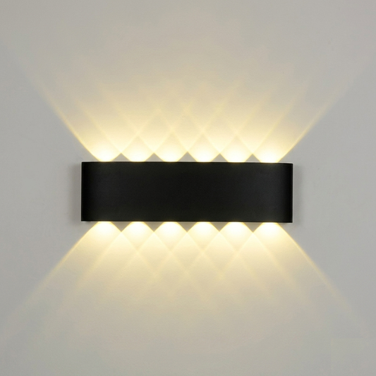 Diamond beam wall light black aluminium 12W warm LED up down