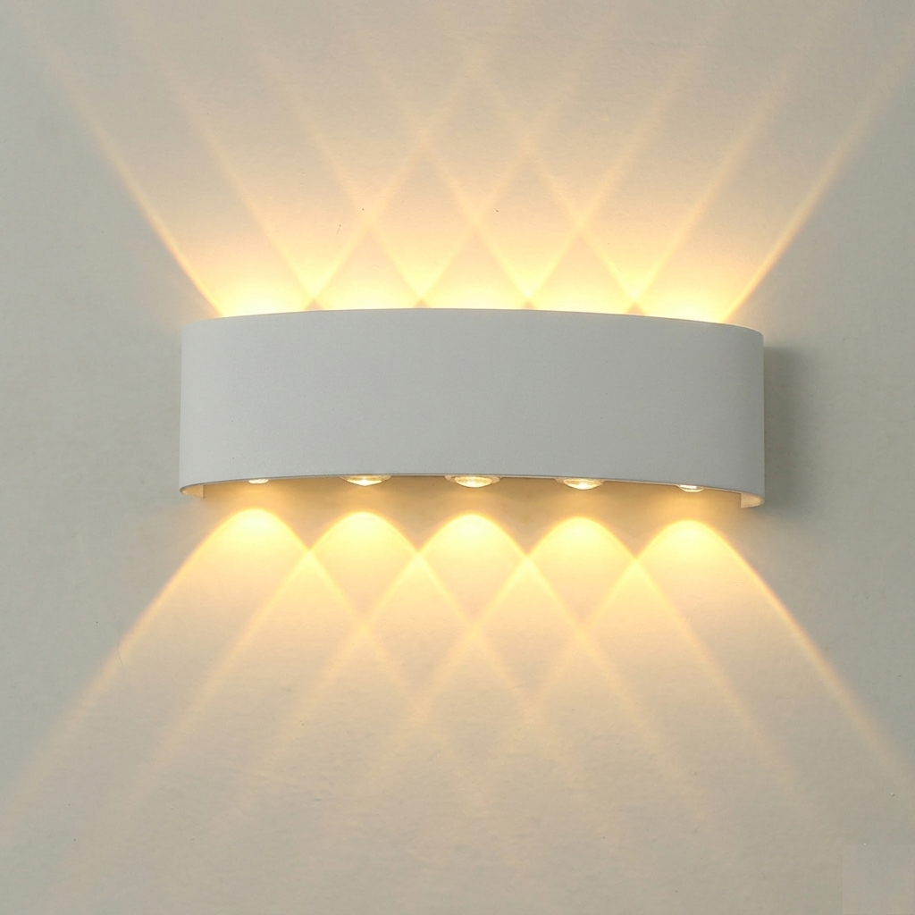 Diamond beam wall light white aluminium 10W warm LED up down