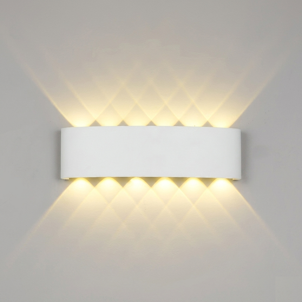 Diamond beam wall light white aluminium 12W warm LED up down