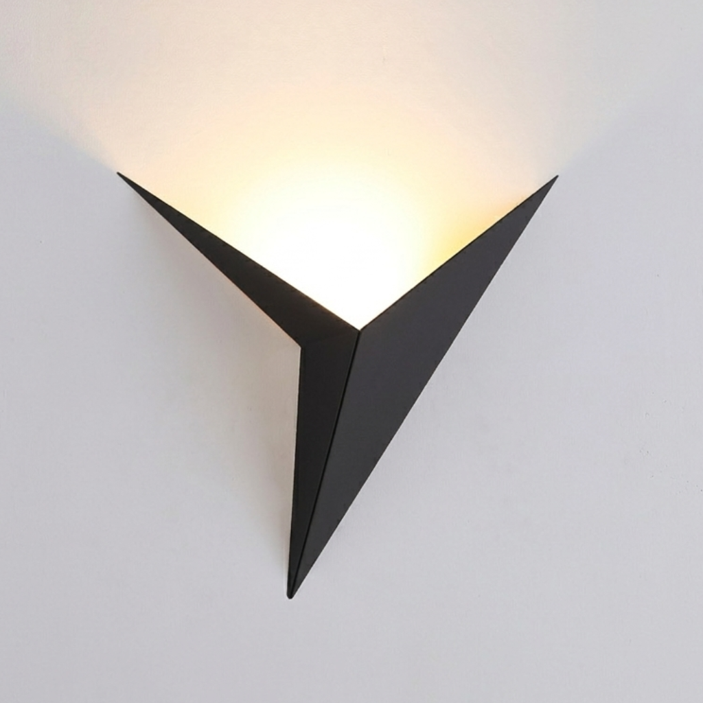 Geometric triangle wall light matte black iron — LED wall sconce
