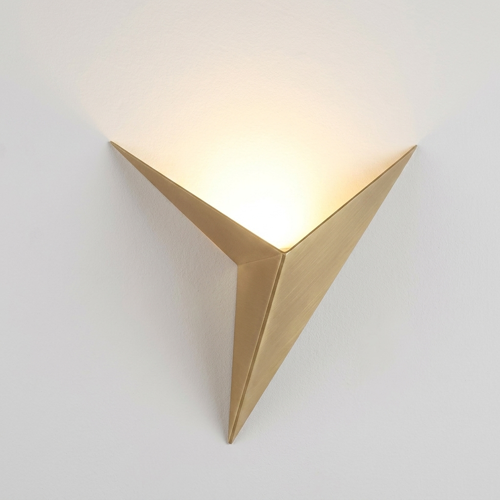 Geometric triangle wall light brushed gold iron — LED wall sconce