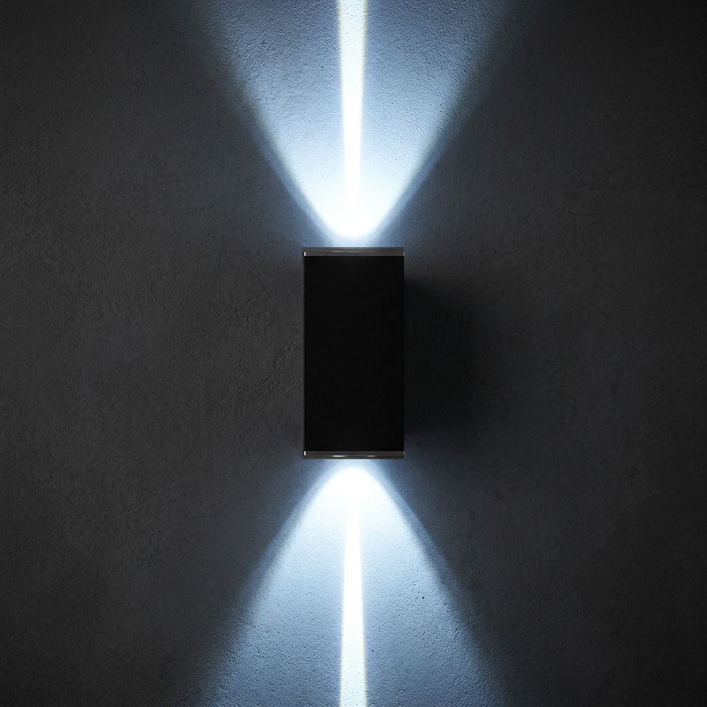 Black aluminium outdoor wall light IP65 cool white 6500K COB LED sconce