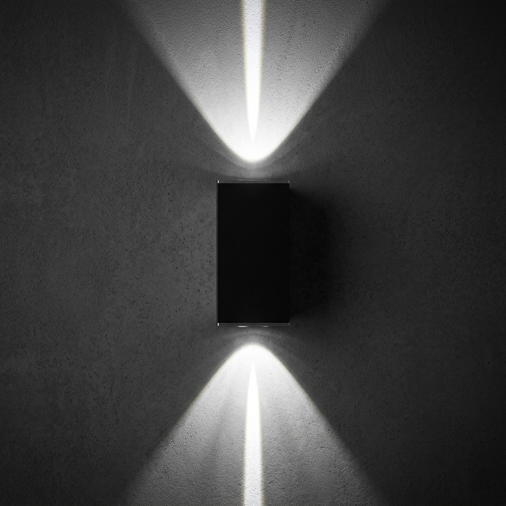 Black COB LED outdoor wall sconce IP65 neutral white 4000K up down light