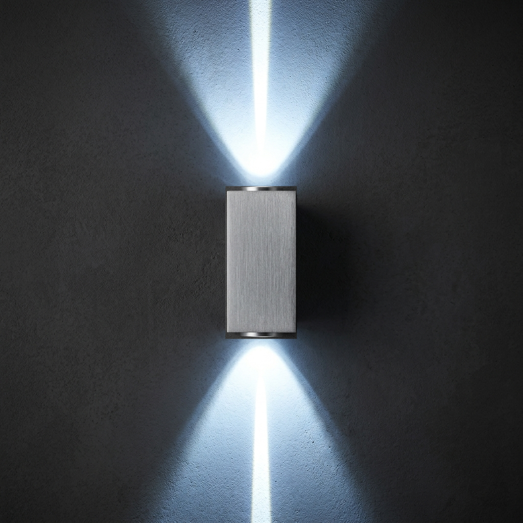 Silver COB LED outdoor wall light IP65 cool white 6500K up down sconce