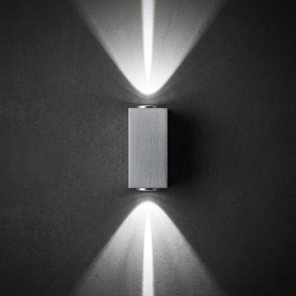 Silver aluminium outdoor wall sconce IP65 neutral white 4000K COB LED