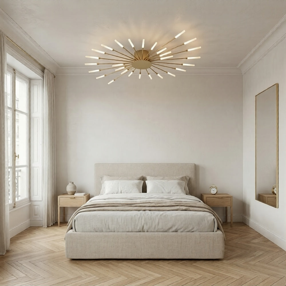 Spiral Starburst flush mount ceiling light bedroom black gold