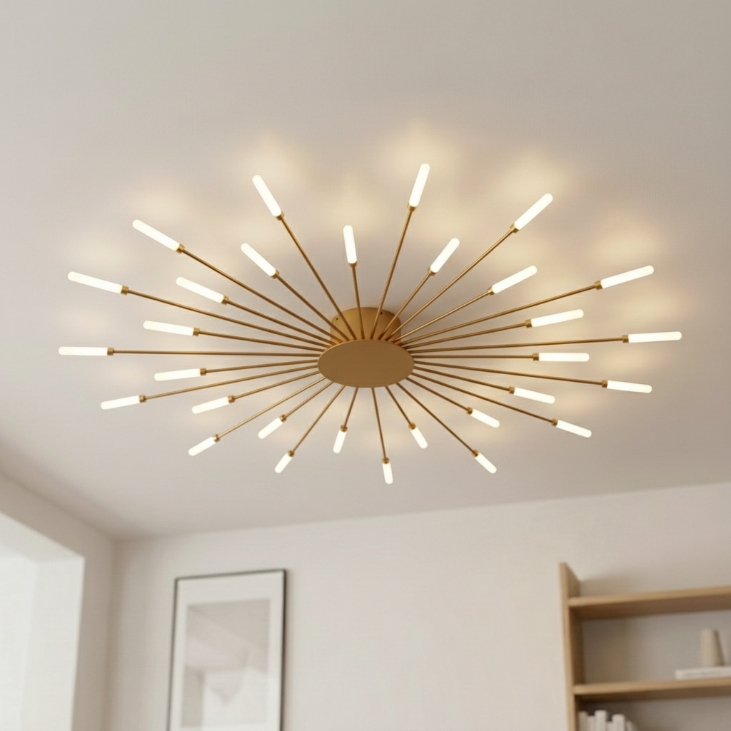 Sputnik ceiling light 30 lights gold flush mount
