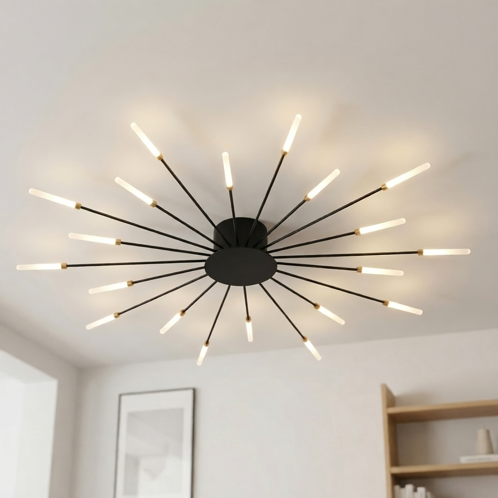 Sputnik ceiling light black wrought iron flush mount